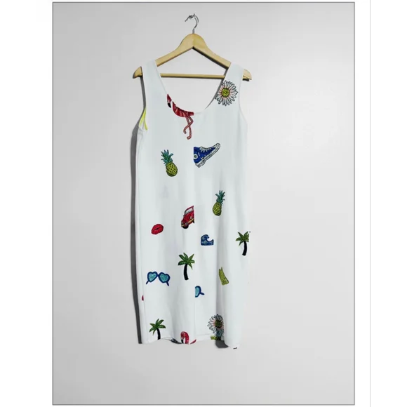 Nicole Miller Studio Rare Fun Vacation Print MIDI Dress - Picture 5 of 6